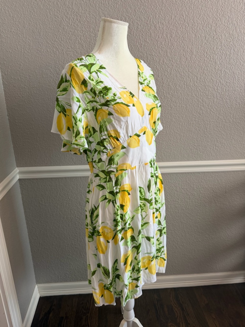 LOFT White Lemon Print Mini Dress - Picture 3 of 10